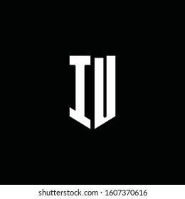 IU logo monogram with emblem style isolated on black background