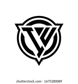 IU logo with triangle shape and circle with outline rounded design template isolated on white background