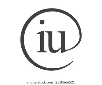 IU logo from two letter with circle shape email sign style. I and U round logotype of business company for brand identity.