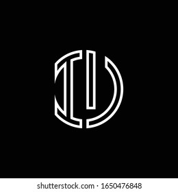 IU monogram logo circle ribbon style outline design template