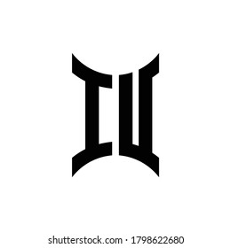 IU monogram logo with curved side design template