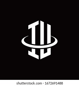 IU monogram logo in a hexagon style and surrounded by a ring