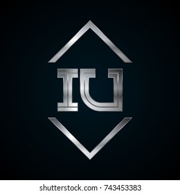 IU Monogram, Metal Logo, Silver Logo