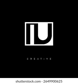 IU Negative Space Monogram – Minimalist Black and White Letter mark Logo for Creative Branding, Fashion Identity and Modern Design Concepts
