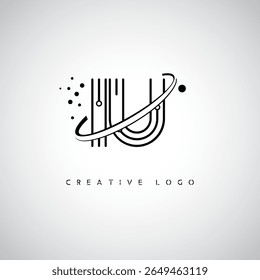 IU Orbit Monogram Logo – Futuristic Minimal Letter mark with Circular Line Art, Tech-Inspired Dots and Space Motion Concept for Modern Branding Identity