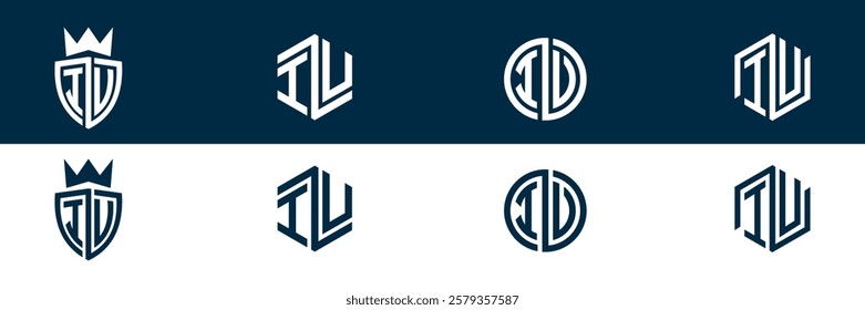 IU UI letter logo set design
