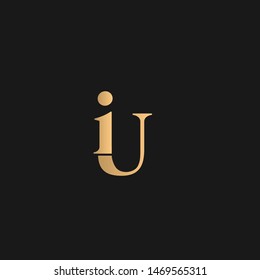 IU or UI logo vector. Initial letter logo, golden text on black background