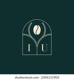 IU Unique and simple logo design combination of letters and coffee bean