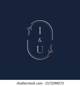 IU-Hochzeitslogo-Anfangsbuchstaben in hochqualitativem professionellem Design, das gut in allen Printmedien drucken kann