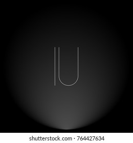 IU White thin minimalist LOGO Design with Highlight on Black Background.