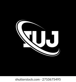 Logotipo de la IUJ. Carta de la IUJ. IUJ diseño de logotipo de la letra. Logo de las iniciales de la UIN enlazado con el círculo y el logotipo del monograma en mayúsculas. Tipografía IUJ para tecnología, negocio y marca inmobiliaria.