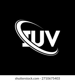 Logo de IUV. Carta UV. Diseño de logotipo de carta UV. Logotipo IUV de las iniciales enlazado con el círculo y el logotipo del monograma en mayúscula. Tipografía UV para tecnología, negocio y marca inmobiliaria.