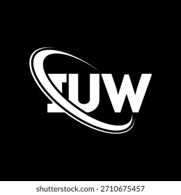 Logotipo de IUW. Carta de IUW. Diseño del logotipo de la letra IUW. Logotipo de las iniciales IUW vinculado con el círculo y el logotipo del monograma en mayúsculas. Tipografía IUW para tecnología, negocio y marca inmobiliaria.