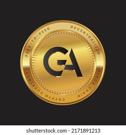 IUX Cryptocurrency new logo in black color concept on gold coin. Geniux, IUX Coin Block chain technology symbol. Vector illustration for banner, background, web, print, article.