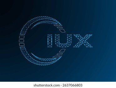 IUX low poly letter logo vector design. IUX lower poly logo design. Low poly logo.