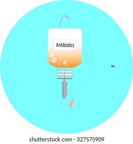IV bag and antibiotic for intravenous injection drip - medical vector