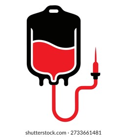 IV bag containing red liquid for medical use