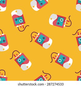 IV bag flat icon, eps10 seamless pattern background