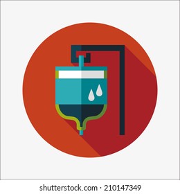IV bag flat icon with long shadow