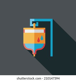 IV bag flat icon with long shadow