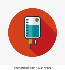 IV bag flat icon with long shadow