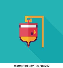 IV bag flat icon with long shadow