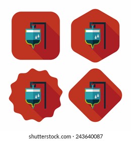IV bag flat icon with long shadow