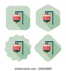 IV bag flat icon with long shadow