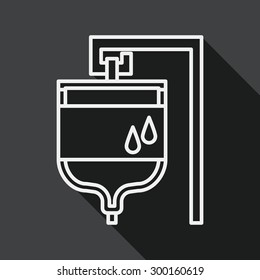 IV bag flat icon with long shadow, line icon