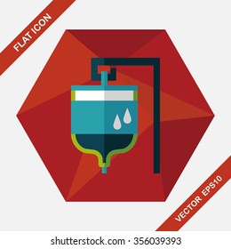 IV bag flat icon with long shadow