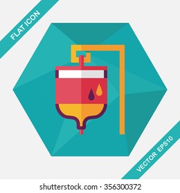 IV bag flat icon with long shadow
