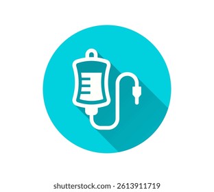 IV bag flat icon. Simple illustration with long shadow for graphic and web design.