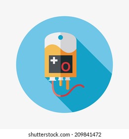IV bag Flat style Icon with long shadows
