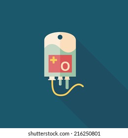 IV bag Flat style Icon with long shadows