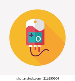 IV bag Flat style Icon with long shadows