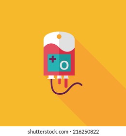 IV bag Flat style Icon with long shadows