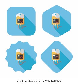 IV bag Flat style Icon with long shadow, eps10