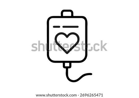 An iv bag with a heart symbol, representing medical care and love.