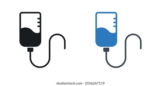IV bag icon set in black and colored versions.