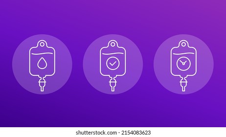 iv bag icons, line vector