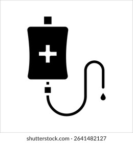IV Bag Infusion Icon Symbol isolated white background. vector illustration. color editable.