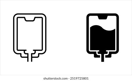 Conjunto de iconos médicos de infusión de bolsa IV, Ilustración vectorial sobre fondo blanco