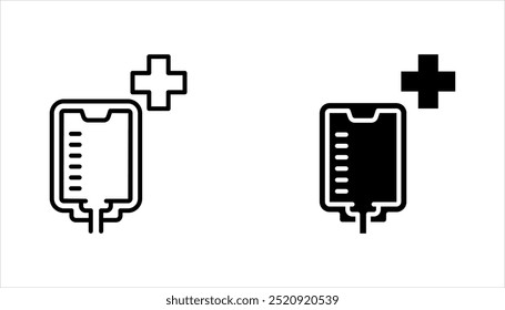 Conjunto de iconos médicos de infusión de bolsa IV, Ilustración vectorial sobre fondo blanco