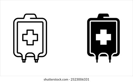 Conjunto de iconos médicos de infusión de bolsa IV, Ilustración vectorial sobre fondo blanco