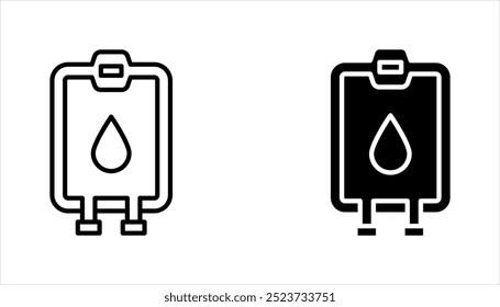 Conjunto de iconos médicos de infusión de bolsa IV, Ilustración vectorial sobre fondo blanco