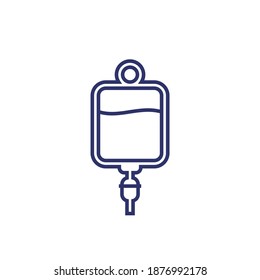 Iv Bag Line Icon, Blood Transfusion Vector