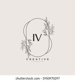 IV Beauty vector initial logo art, handwriting logo of initial signature, wedding, fashion, jewerly, boutique, floral and botanical with creative template for any company or business.