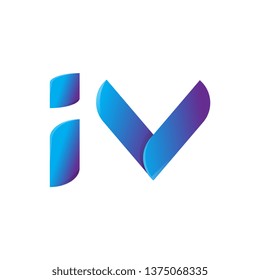 iv circle lowercase design of alphabet letter combination with infinity suitable as a logo for a company or business - Vector