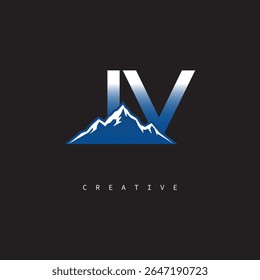 IV Creative Mountain Logo Bold Gradient Letter mark Branding Design for Business Outdoor Brands