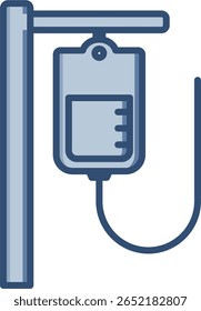 IV drip bag vector icon with transparent background. Interchangeable blue color design.